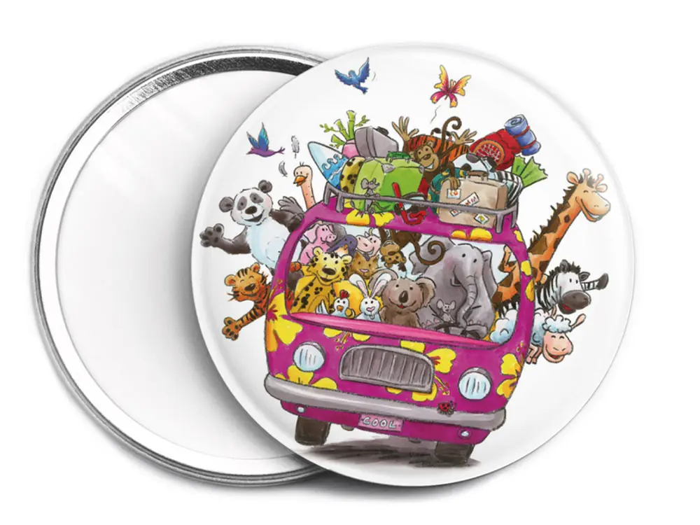 Miroir de sac Le minibus des animaux