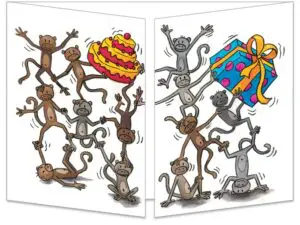 Carte Les singes happy birthday