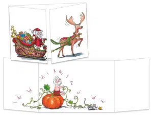 Carte postale cache-cache Père Noël façon Cendrillon