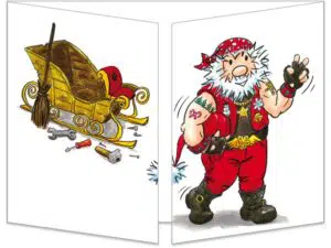 Carte Cache-cache Le Père Noël est un biker