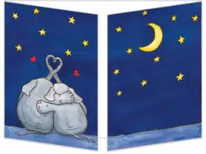 Carte postale un amour d'éléphants