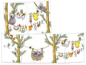 Carte postale Naissance du koala (fermée et ouverte)