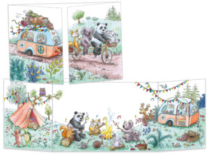 Carte Le week-end en camping Chamallow party (fermée et ouverte)