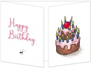 Carte La fourmis et le gâteau d'anniversaire