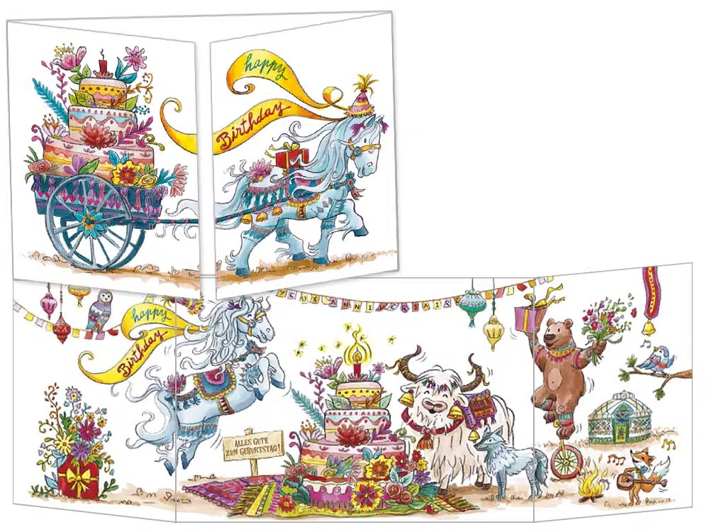 Carte Le cheval des steppes fermée et ouverte