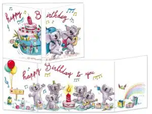 Carte postale anniversaire koala en camping