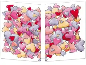 carte postale Cache-cache Une montagne de cœurs