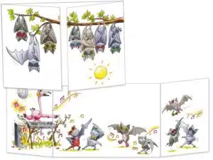 Carte postale cache-cache les chauve-souris disco